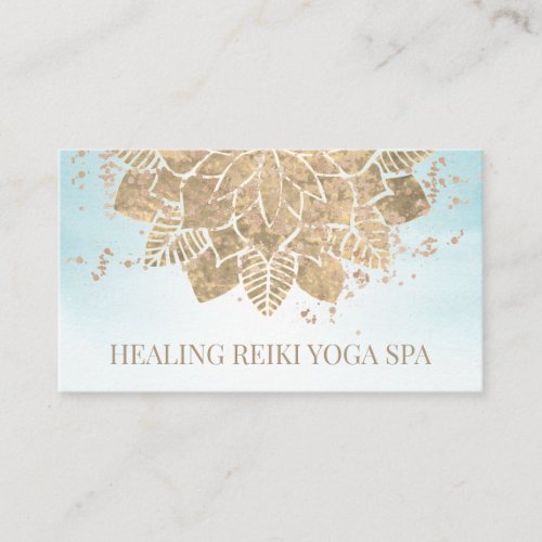 Reiki Gold Aqua Glitter Yoga Spiritual Mandala Business Card