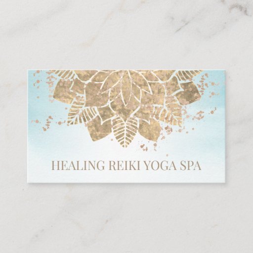 Customizable *~* Reiki Gold Aqua Glitter Yoga Spiritual Mandala Business Card