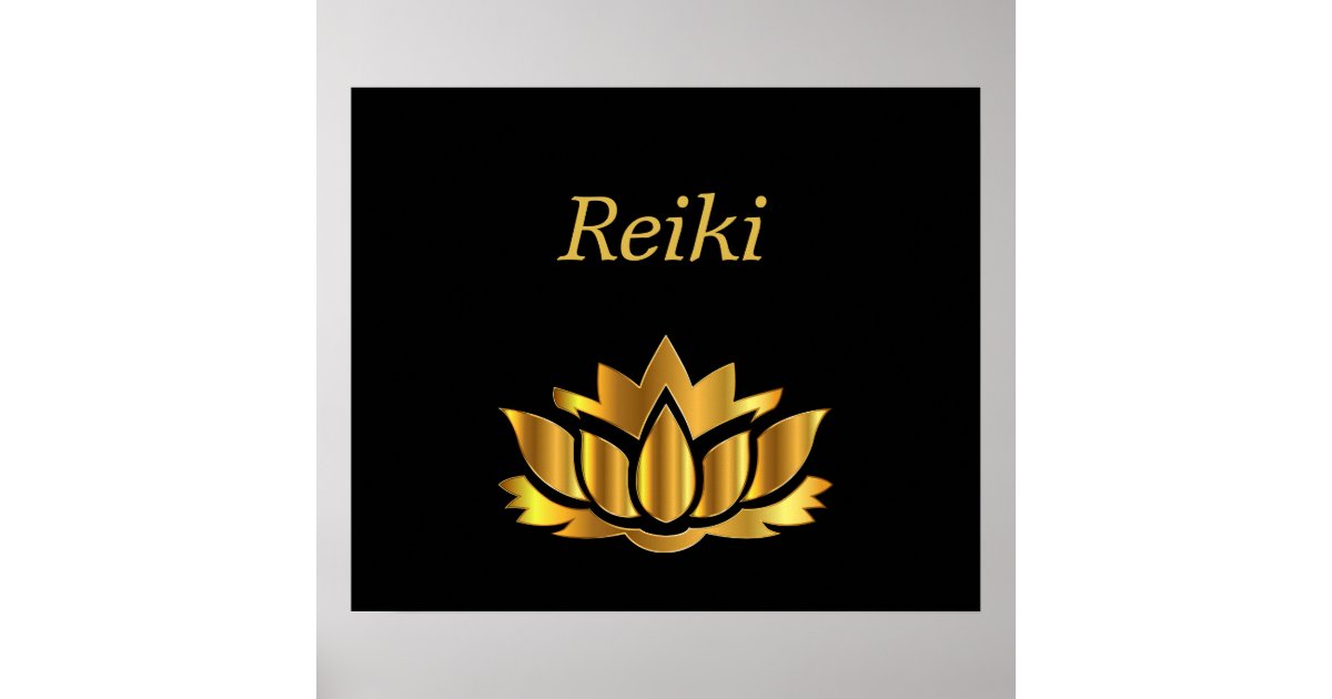 Reiki Gold Lotus flower Poster | Zazzle