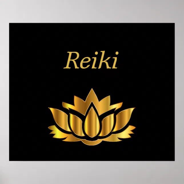 Reiki Gold Lotus flower Poster | Zazzle