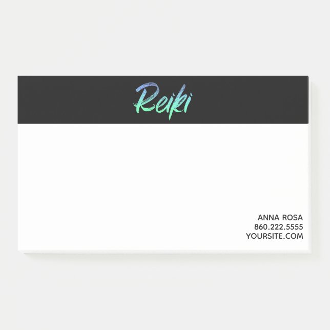 *~* Reiki Green Blue & Turquoise Iridescent Post-it Notes (Front)