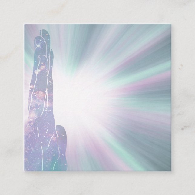 *~* Reiki Hand Energy Healing Rays Light Worker Square Business Card (Front)