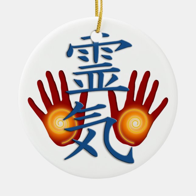 Reiki Hands Ceramic Ornament (Front)