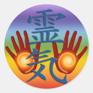 Reiki Hands chakren color Classic Round Sticker