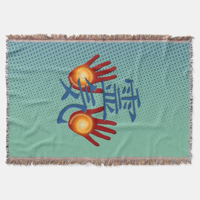 REIKI Hands Energy + your background Throw Blanket (Front)