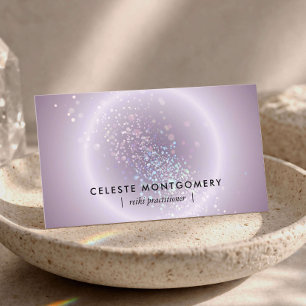 Reiki Healer Celestial Glow Soft Lavender Modern Business Card