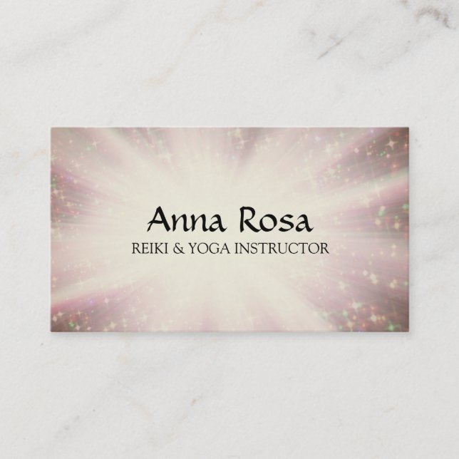 *~* Reiki Healer Ray Energy Healing Sparkles Business Card (Front)