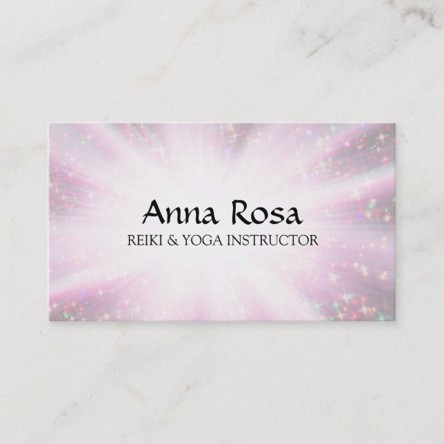 *~* Reiki Healer Rays Energy Healing Sparkle Business Card (Front)