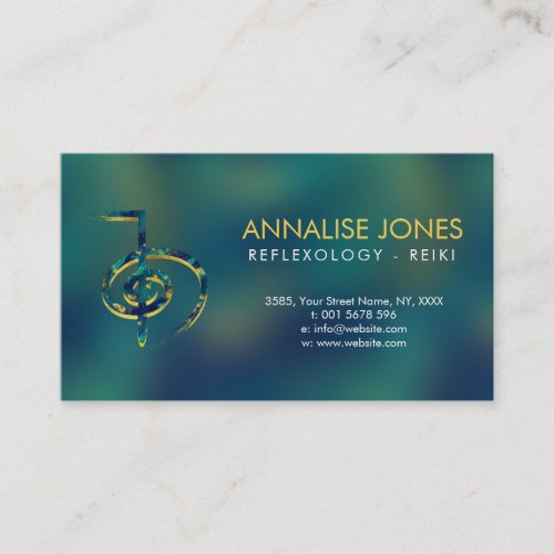 Reiki Healing Choku Rei in Marble and Gold Business Card