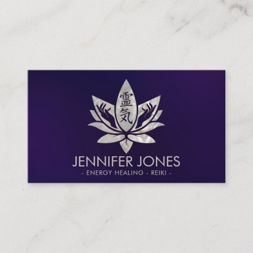 Reiki Healing Hands and Lotus _ Pearl  Business Card