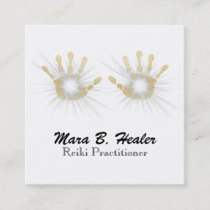 *~* Reiki Healing  Hands Energy Gold Foil Square Business Card