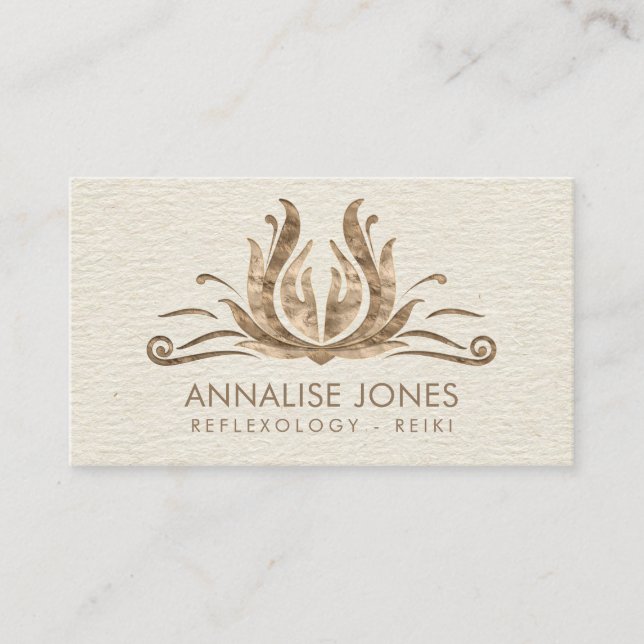 Reiki Healing Hands in Lotus Pastel Gold Business Card (Front)