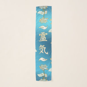 Reiki Healing hands Symbol with lotus on blue Scarf