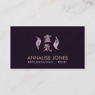 Reiki Healing symbol and hands fluorite and gold Business Card