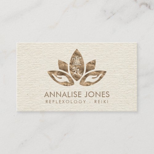 Reiki Healing symbol and hands in Lotus Business Card