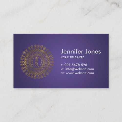 Reiki Healing Symbols in gold mandala Business Card