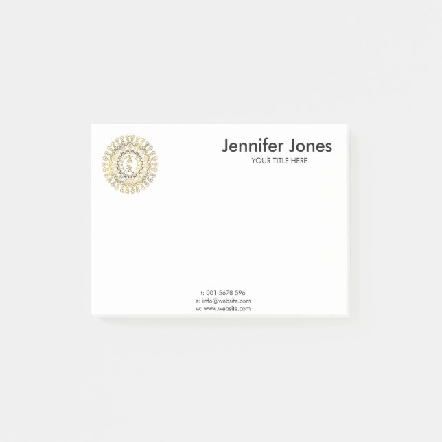 Reiki Healing Symbols in gold mandala Post-it Notes (Front)