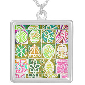REIKI Healing Symbols Silver Plated Necklace