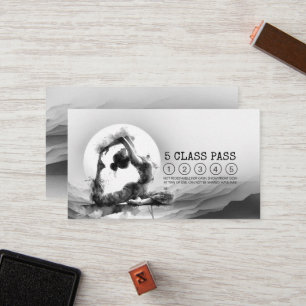 Reiki Instructor Yoga Pose Black White Class Pass Loyalty Card