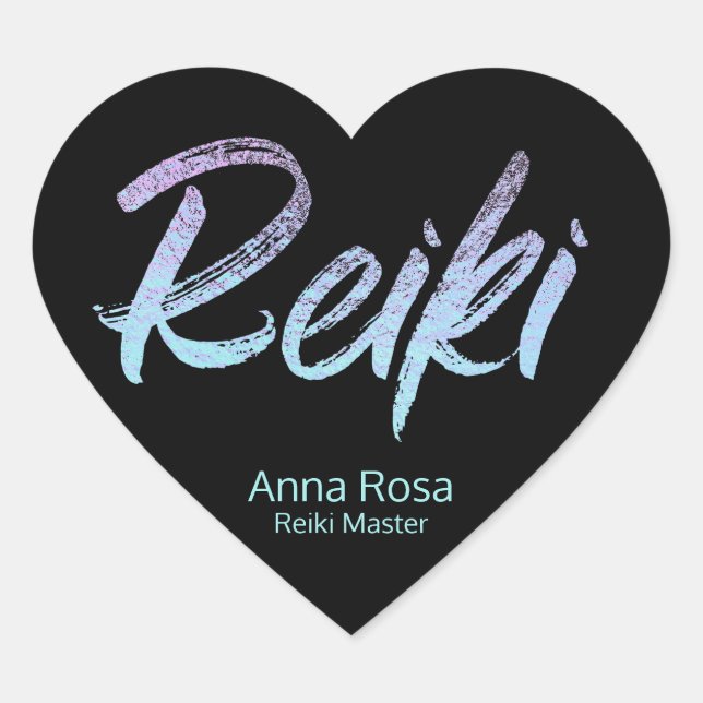 *~* Reiki Iridescent Heart Blue, Pink, Turquoise Heart Sticker (Front)