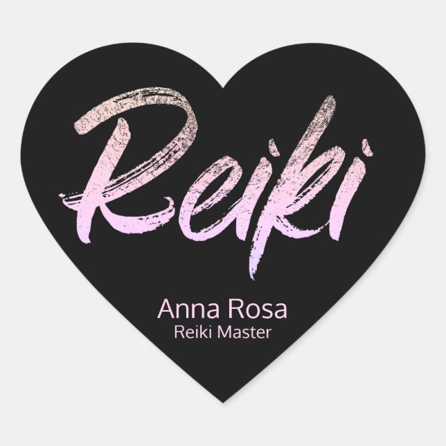 *~* Reiki Iridescent Heart Pink Heart Sticker (Front)