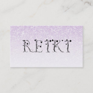 *~* REIKI Ivy Typography Lavender Glitter Business Card