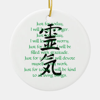Reiki Kanji and Precepts with Usui Ceramic Ornament