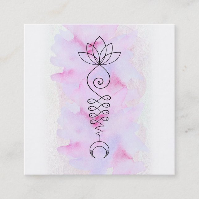 *~* Reiki Lotus Moon Energy Healer Yoga Nirvana Square Business Card (Front)