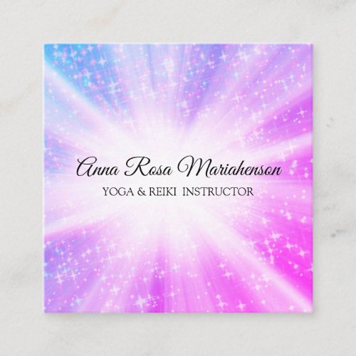  Reiki Massage Energy Healing Sparkle Rays Square Business Card