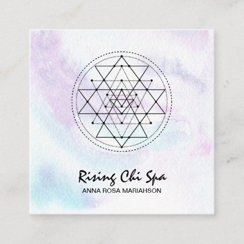  Reiki Massage Pastel Sacred Geometry Yoga Square Business Card