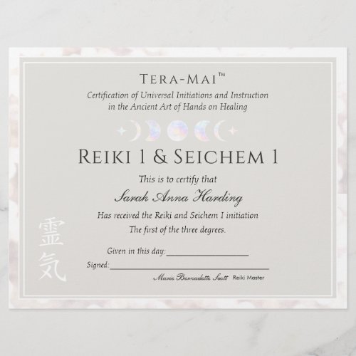 Reiki Master Certificate of Completion Award