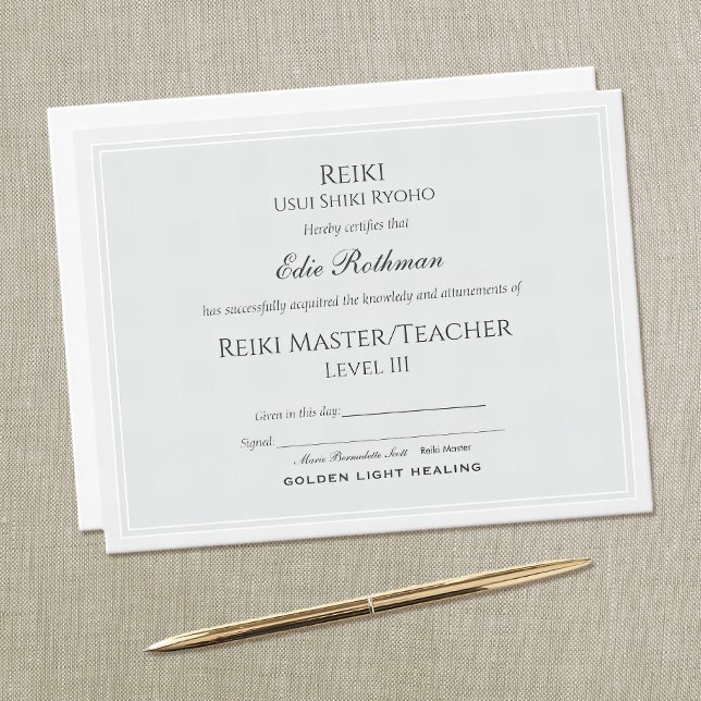 Reiki Master Certificate of Completion Award (Creator Uploaded)