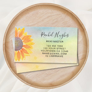Reiki Master Colorful Sunflower Business Card