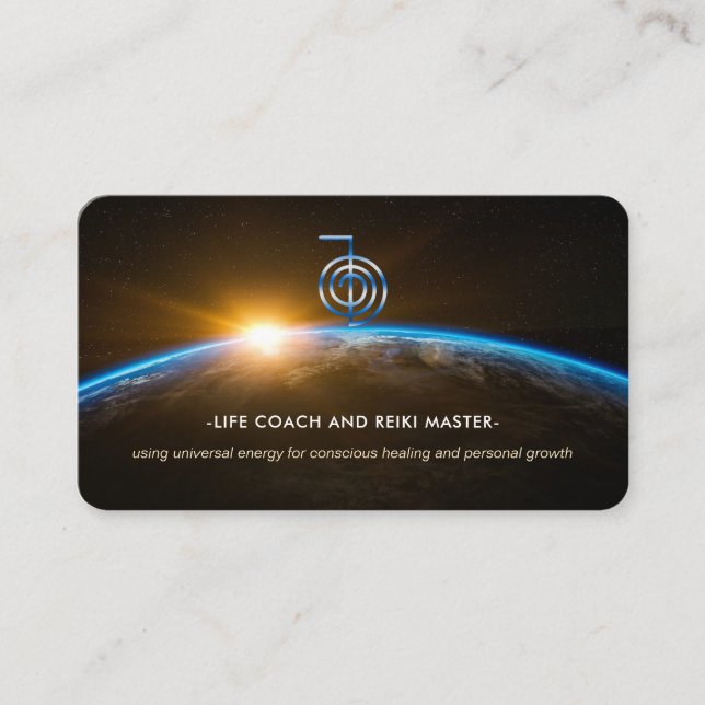 Reiki Master Life Coach -Universe Business Card (Front)