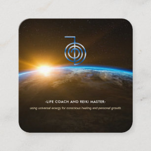 Reiki Master Life Coach -Universe Square Business Card