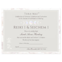 Reiki Master Moon Certificate of Completion Award Reiki Master Moon Certificate of Completion Award