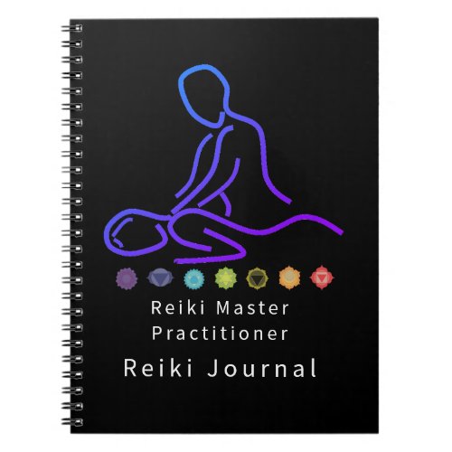 Reiki Master Practitioner Outline Black Notebook