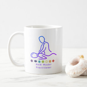 Reiki Master Practitioner Outline White Coffee Mug