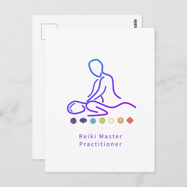 Reiki Master Practitioner Outline White Postcard (Front/Back)