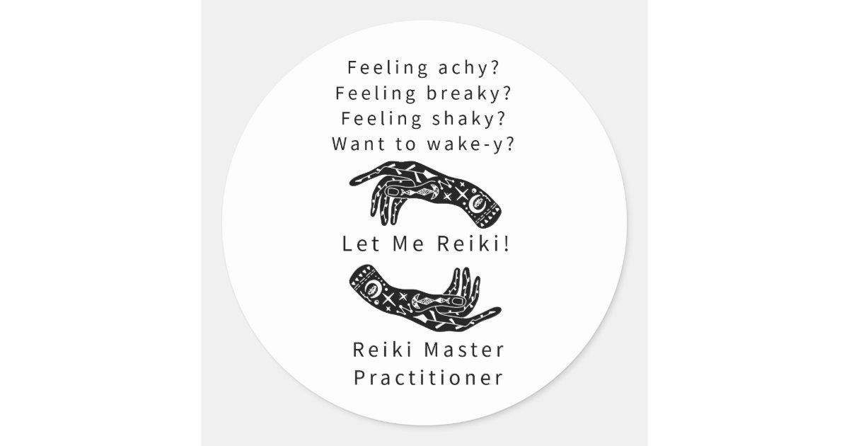 Reiki Master Practitioner Riddle And Hands Classic Round Sticker | Zazzle