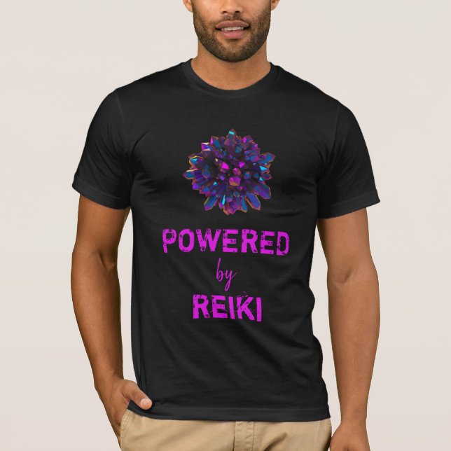 *~* Reiki Master Purple Crystal Sphere Black T-Shirt (Front)
