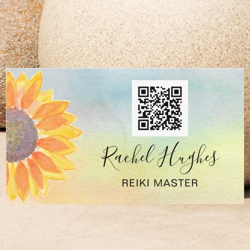 Reiki Master QR Code Colorful Business Card