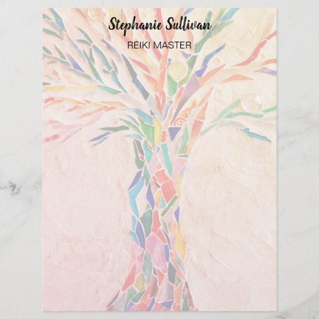 Reiki Master Rainbow Tree Personalized  Letterhead (Front)