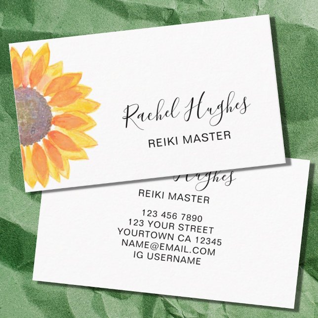 Reiki Master Sunflower Business Card (Creator Uploaded)
