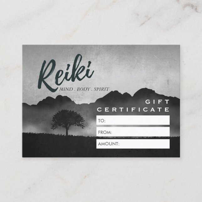 Reiki Master Yoga Instructor Gift Certificate Card (Front)