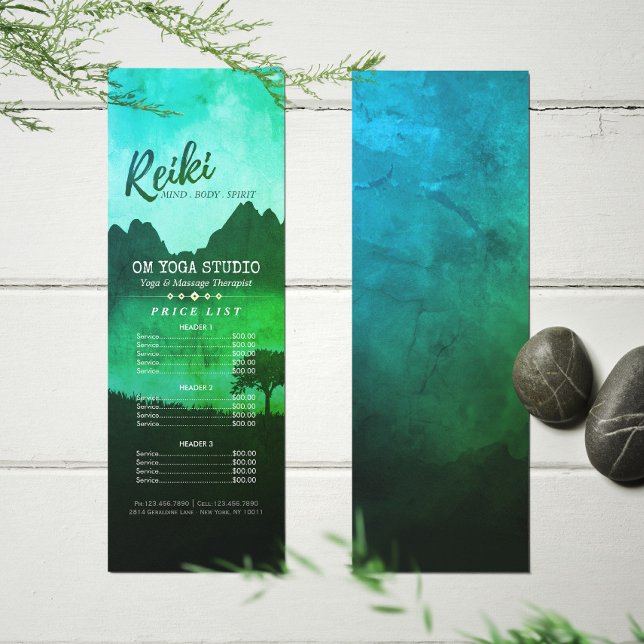 Reiki Master Yoga Mediation instructor Price List  Rack Card (Creator Uploaded)