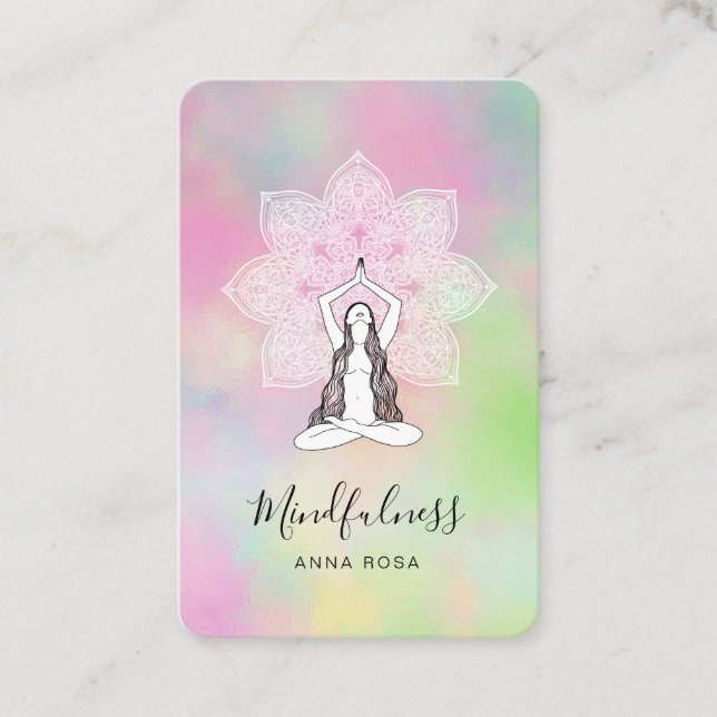 *~*Reiki Meditation Mindfulness QR Mandala Goddess Business Card (Front)