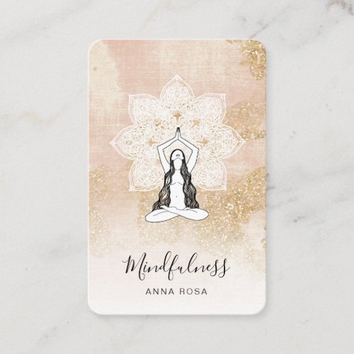  Reiki Meditation Pink Woman Mandala Goddess QR Business Card
