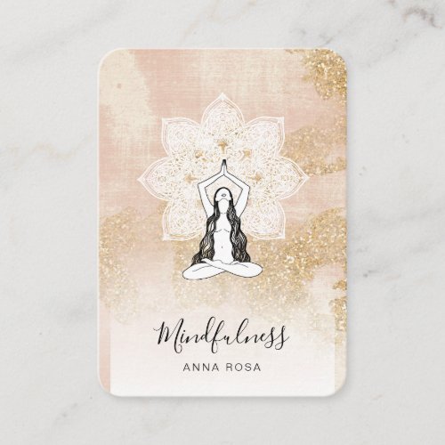  Reiki Meditation Pink Woman QR Mandala Goddess Business Card