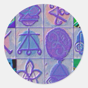 Reiki n Karuna Healing Sign 12 V24 Classic Round Sticker